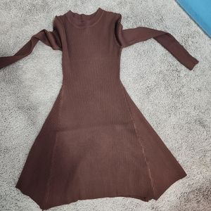 Simple solid ribbed knit a-line dress